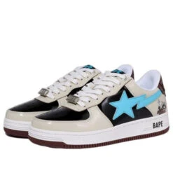 A BATHING APE Bape Sta X Marvel CREAM/BLACK/BLUE Fashion Skate Shoes 1I73-291-906